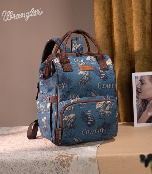 MONTANAWEST BAGS :: WESTERN PURSES :: Wholesale Wrangler Vintage Cowboy Print Backpack