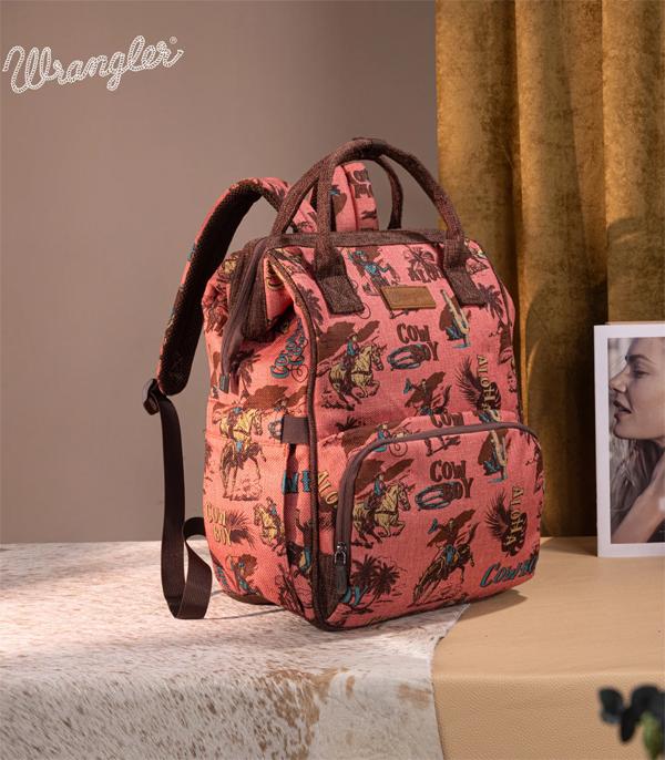 MONTANAWEST BAGS :: WESTERN PURSES :: Wholesale Wrangler Vintage Cowboy Print Backpack