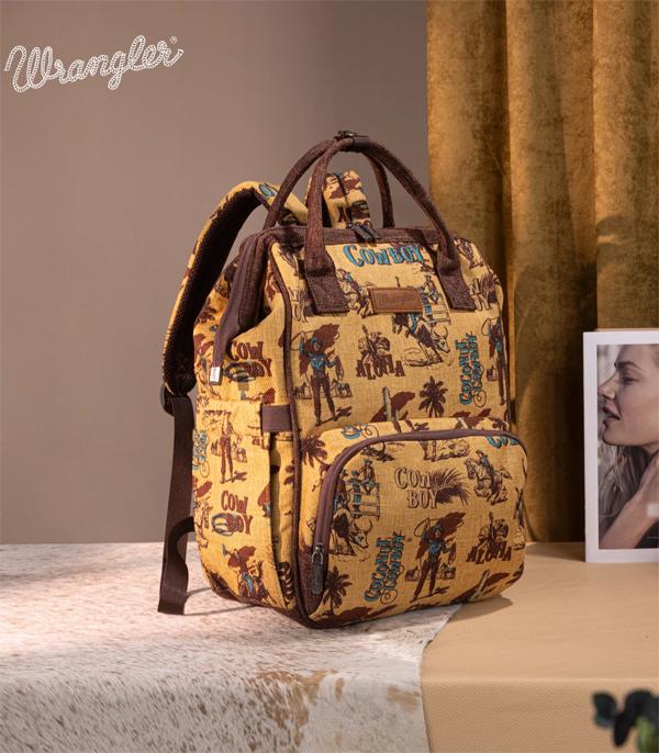 MONTANAWEST BAGS :: WESTERN PURSES :: Wholesale Wrangler Vintage Cowboy Print Backpack