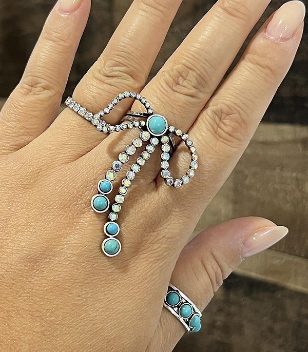 New Arrival :: Wholesale Western Turquoise AB Stone Bow Ring