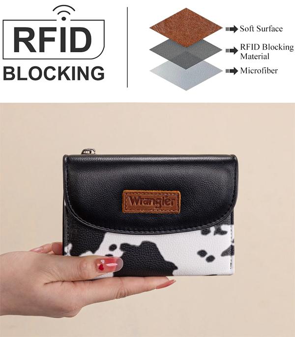 New Arrival :: Wholesale Wrangler Cow Print Tri-Fold Wallet