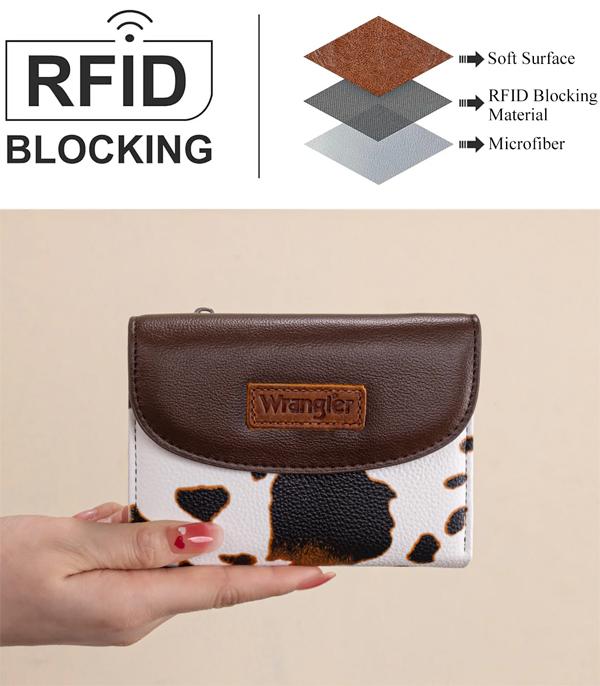 New Arrival :: Wholesale Wrangler Cow Print Tri-Fold Wallet