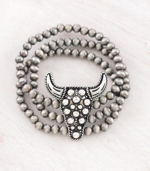 New Arrival :: Wholesale Western Cow Skull Stud Concho Bracelet