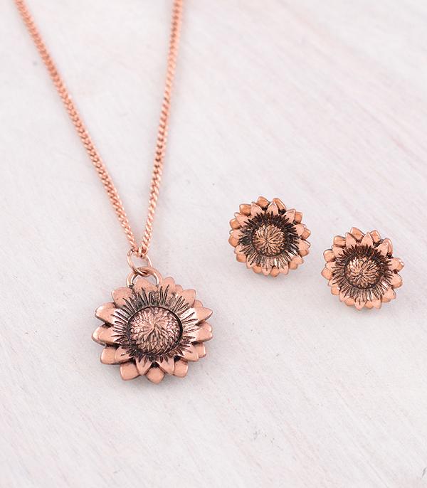 New Arrival :: Wholesale Western Sunflower Pendant Necklace Set