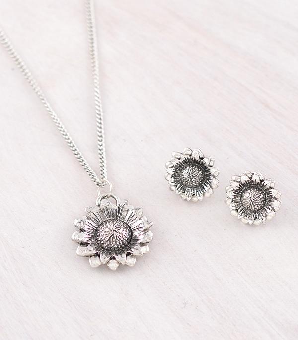 New Arrival :: Wholesale Western Sunflower Pendant Necklace Set
