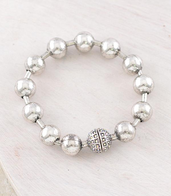 New Arrival :: Wholesale AB Rhinestone Silver Ball Bead Bracelet