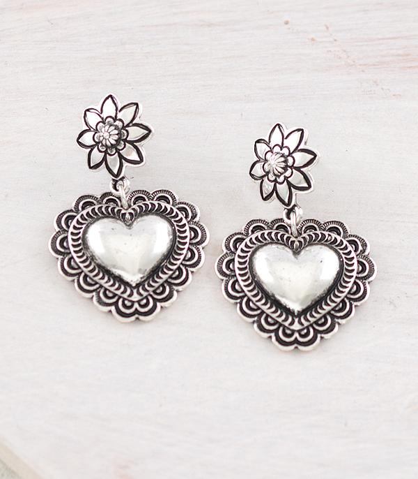 New Arrival :: Wholesale Western Heart Concho Earrings
