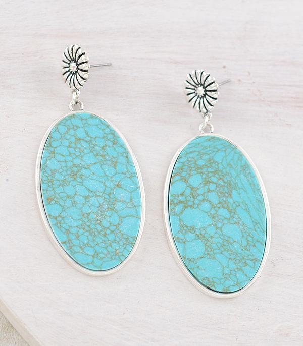 New Arrival :: Wholesale Tipi Brand Turquoise Oval Earrings