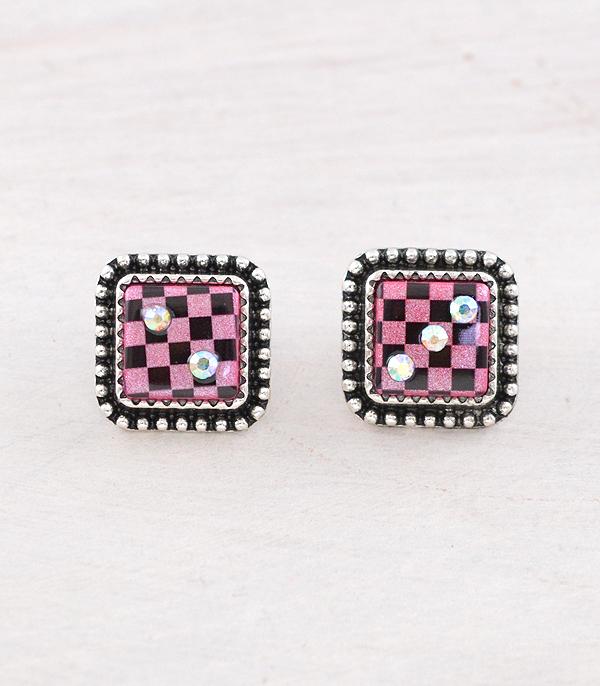 New Arrival :: Wholesale Tipi Brand Checkered Dice Earrings