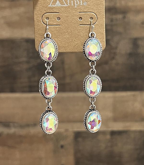 New Arrival :: Wholesale Tipi Brand Glass Stone Drop Earrings