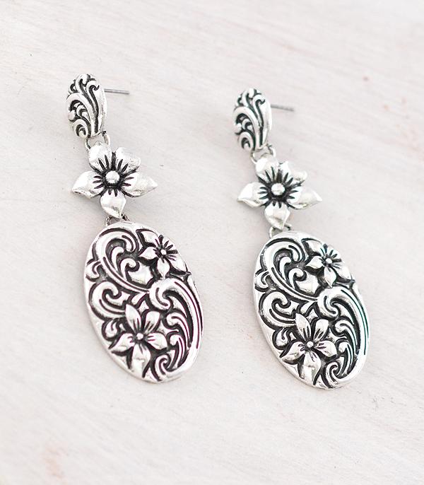 New Arrival :: Wholesale Tipi Brand Floral Tooling Earrings