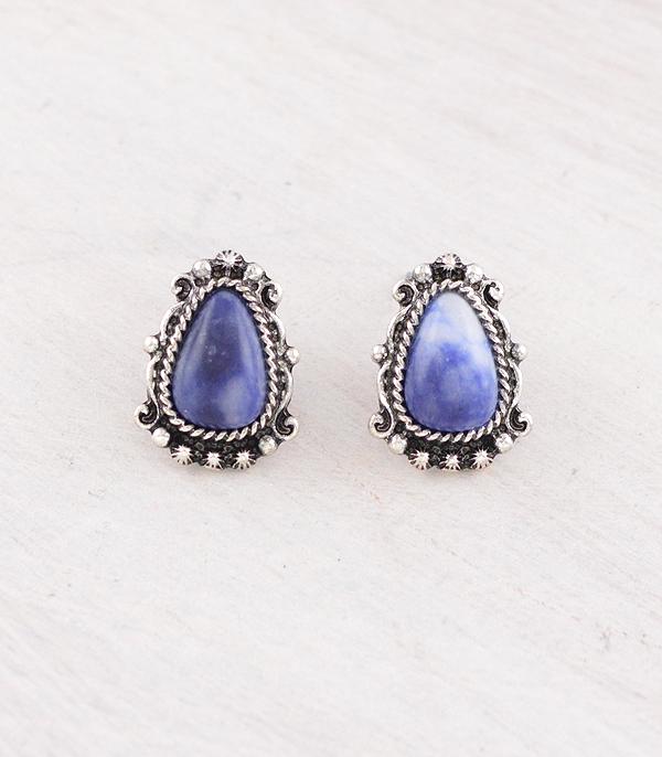 New Arrival :: Wholesale Western Lapis Semi Stone Earrings