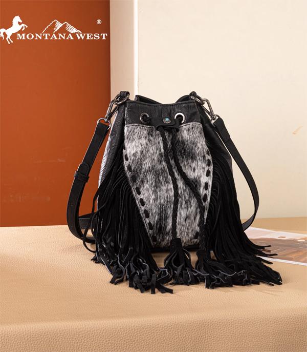 New Arrival :: Wholesale Montana West Cowhide Fringe Bucket Bag