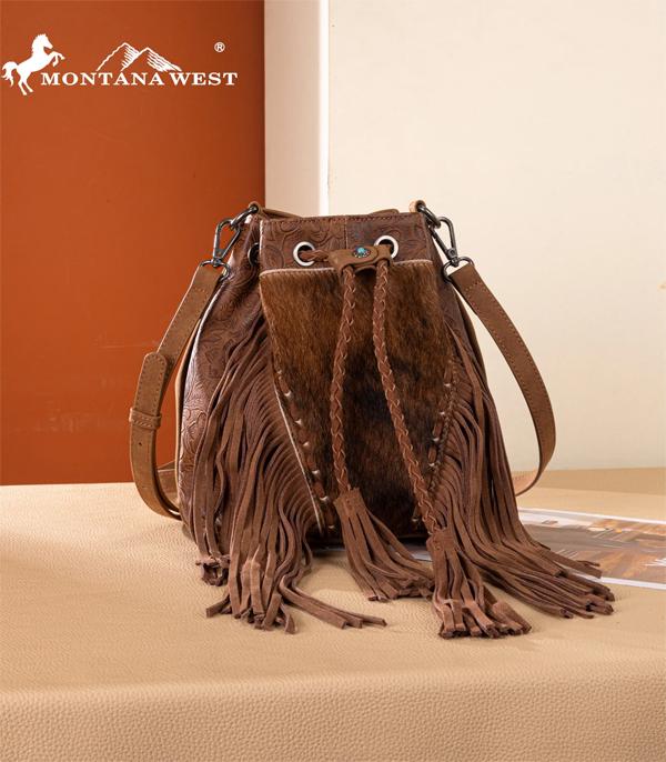 New Arrival :: Wholesale Montana West Cowhide Fringe Bucket Bag