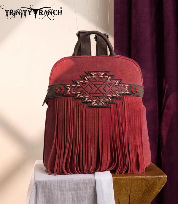 New Arrival :: Wholesale Aztec Tooled Fringe Backpack