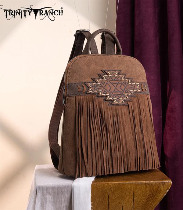 New Arrival :: Wholesale Aztec Tooled Fringe Backpack