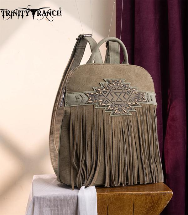 New Arrival :: Wholesale Aztec Tooled Fringe Backpack