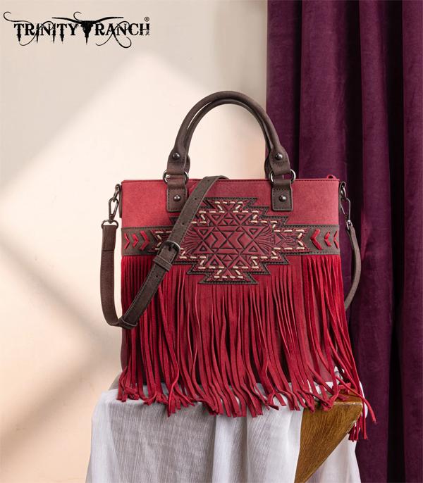 MONTANAWEST BAGS :: TRINITY RANCH BAGS :: Wholesale Aztec Tooled Fringe Tote Crossbody Bag