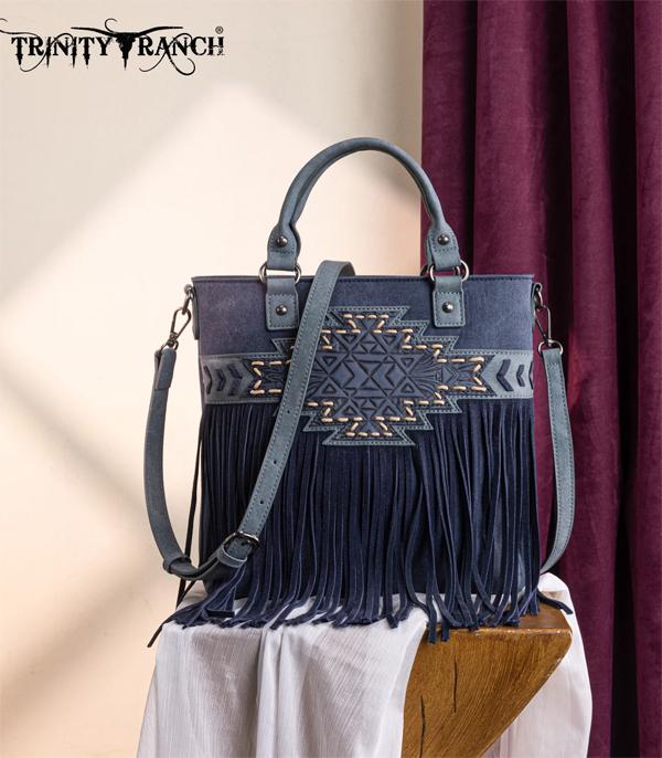 MONTANAWEST BAGS :: TRINITY RANCH BAGS :: Wholesale Aztec Tooled Fringe Tote Crossbody Bag