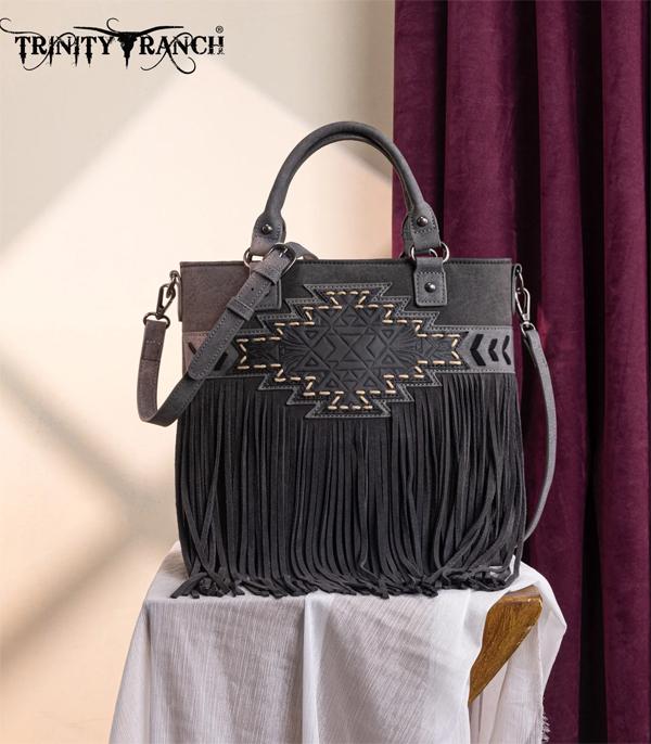 MONTANAWEST BAGS :: TRINITY RANCH BAGS :: Wholesale Aztec Tooled Fringe Tote Crossbody Bag