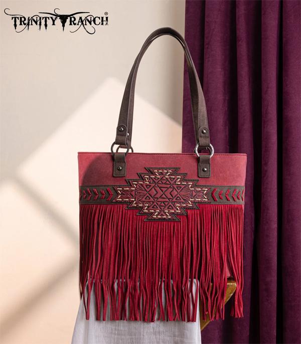 MONTANAWEST BAGS :: TRINITY RANCH BAGS :: Wholesale Aztec Tooled Fringe Concealed Carry Tote