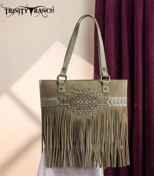 MONTANAWEST BAGS :: TRINITY RANCH BAGS :: Wholesale Aztec Tooled Fringe Concealed Carry Tote