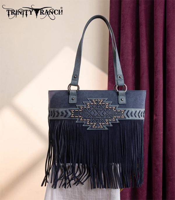 MONTANAWEST BAGS :: TRINITY RANCH BAGS :: Wholesale Aztec Tooled Fringe Concealed Carry Tote