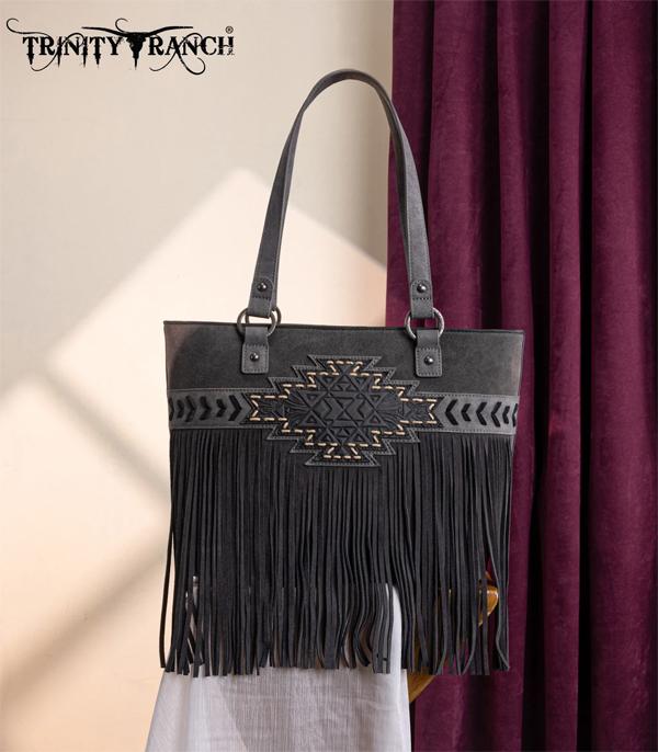 MONTANAWEST BAGS :: TRINITY RANCH BAGS :: Wholesale Aztec Tooled Fringe Concealed Carry Tote