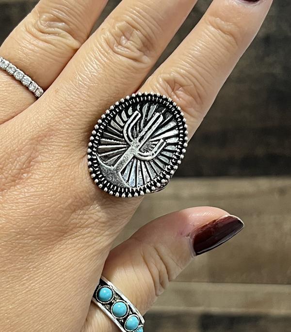 New Arrival :: Wholesale Western Cactus Concho Ring