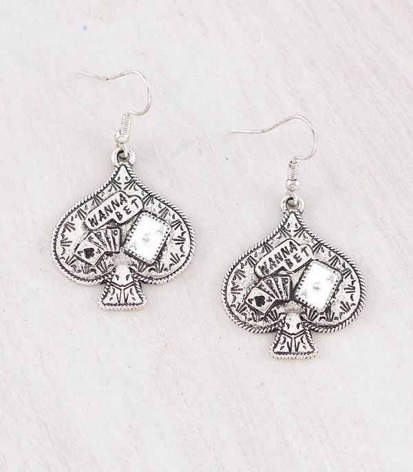 EARRINGS :: WESTERN HOOK EARRINGS :: Wholesale Western Ace Card Earrings