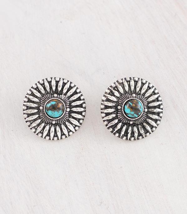 New Arrival :: Wholesale Western Turquoise Concho Earrings