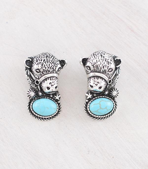 New Arrival :: Wholesale Tipi Brand Turquoise Cow Earrings