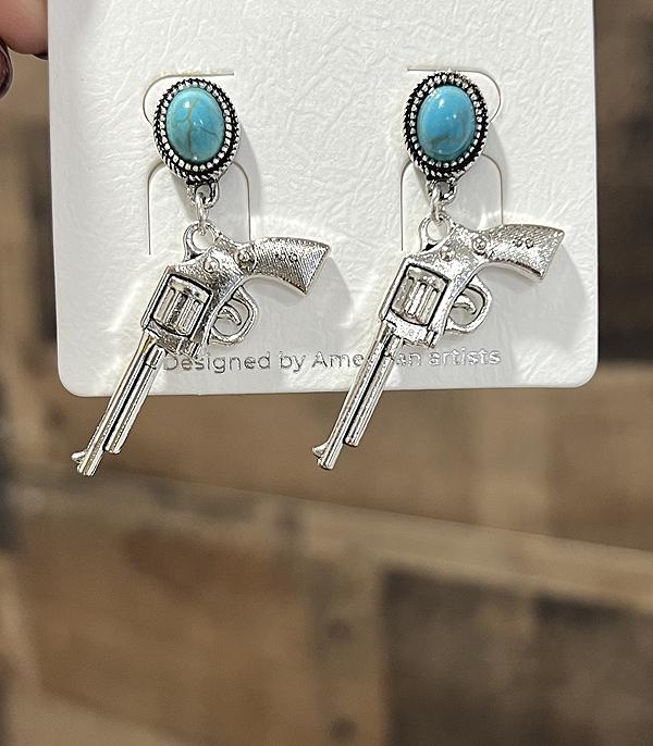 New Arrival :: Wholesale Western Turquoise Post Gun Earrings