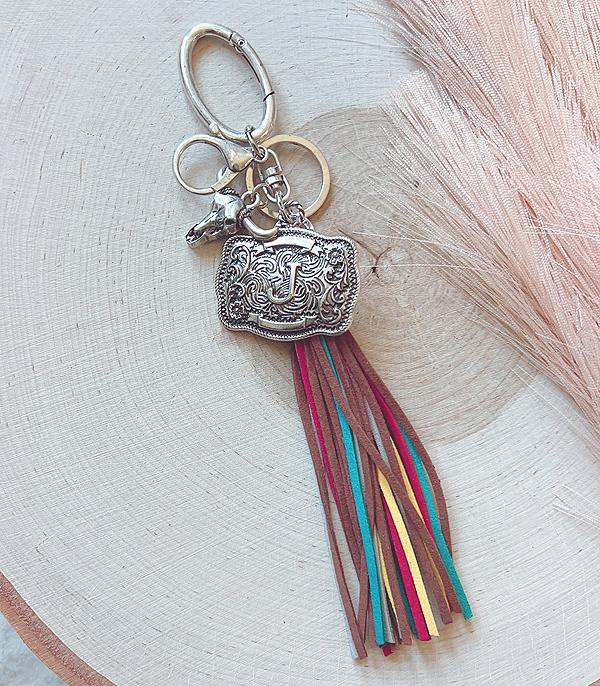 INITIAL JEWELRY :: GIFT ITEM :: Wholesale Western Initial Buckle Tassel Keychain