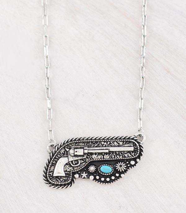 NECKLACES :: WESTERN TREND :: Wholesale Tipi Brand Western Gun Pendant Necklace