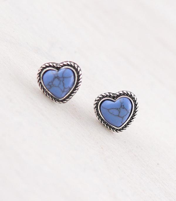 New Arrival :: Wholesale Western Lapis Heart Earrings