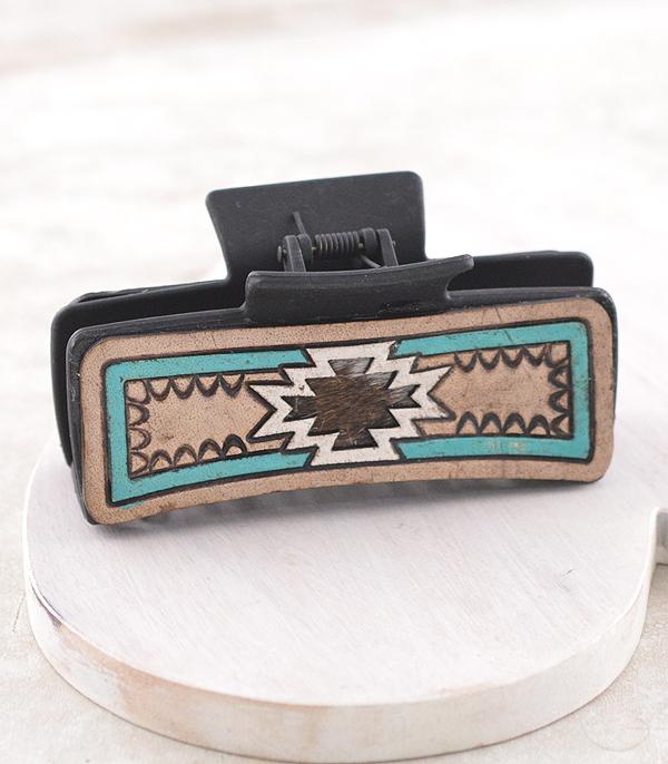 HATS I HAIR ACC :: HAIR ACCESSORIES :: Wholesale Western Leather Tooling Hair Claw Clip