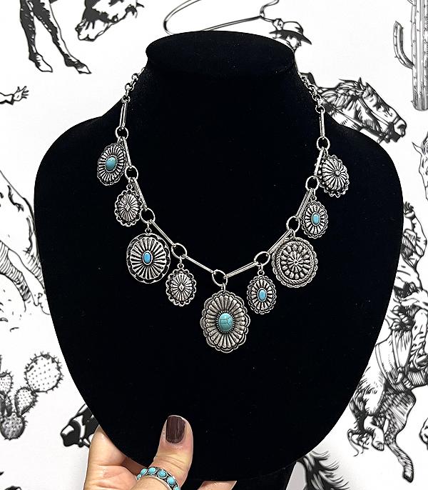 New Arrival :: Wholesale Western Concho Charm Necklace
