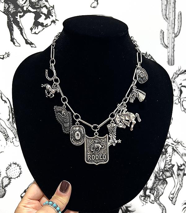 New Arrival :: Wholesale Western Rodeo Cowboy Charm Necklace