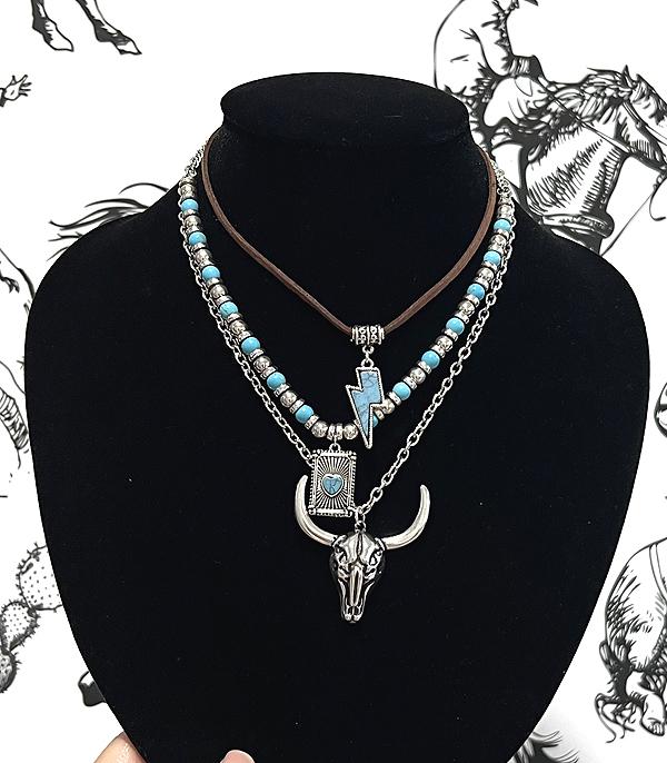 New Arrival :: Wholesale Western 3PC Set Layered Necklace
