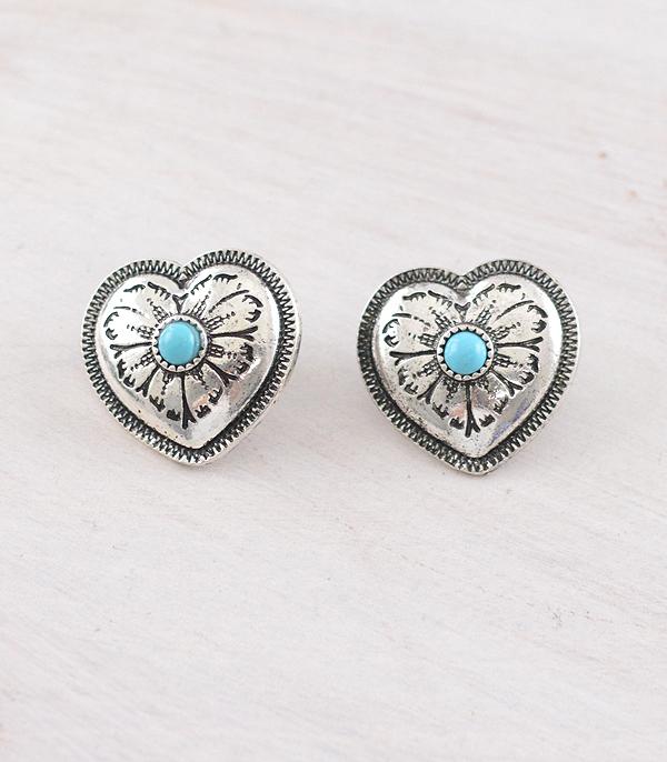 New Arrival :: Wholesale Western Heart Concho Earrings