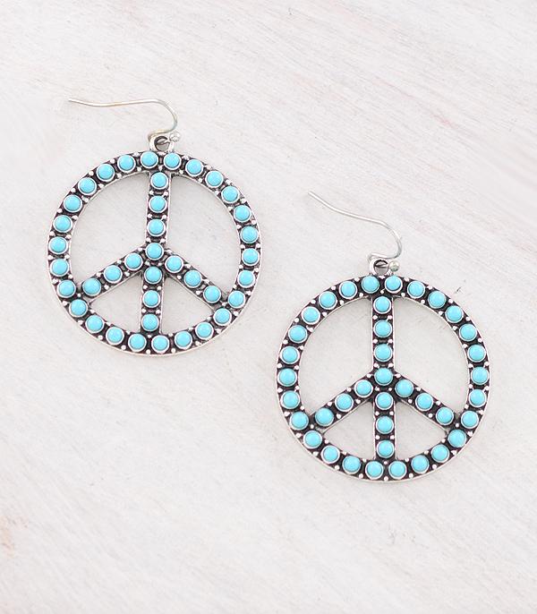 New Arrival :: Wholesale Western Turquoise Peace Earrings