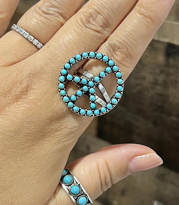 New Arrival :: Wholesale Western Turquoise Peace Ring