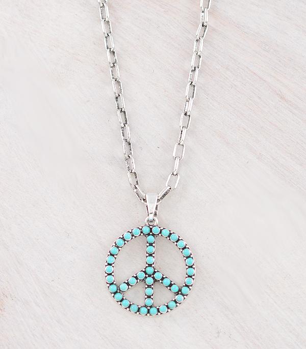 New Arrival :: Wholesale Western Turquoise Peace Pendant Necklace