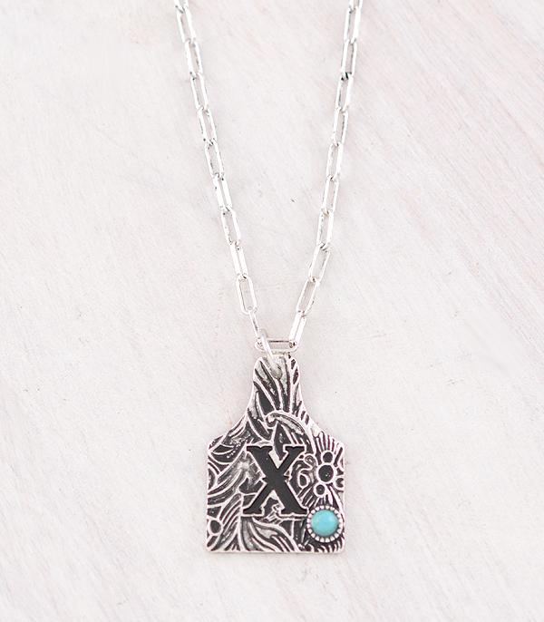 INITIAL JEWELRY :: NECKLACES | RINGS :: Wholesale Cattle Tag Initial Pendant Necklace