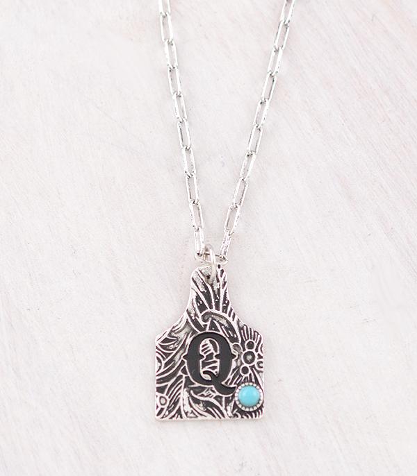 INITIAL JEWELRY :: NECKLACES | RINGS :: Wholesale Cattle Tag Initial Pendant Necklace