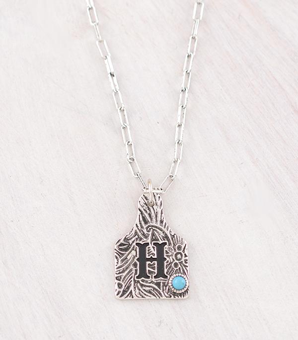 INITIAL JEWELRY :: NECKLACES | RINGS :: Wholesale Cattle Tag Initial Pendant Necklace