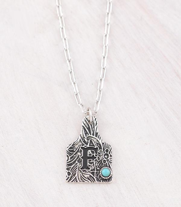 INITIAL JEWELRY :: NECKLACES | RINGS :: Wholesale Cattle Tag Initial Pendant Necklace