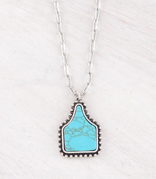 New Arrival :: Wholesale Tipi Brand Turquoise Cattle Tag Necklace