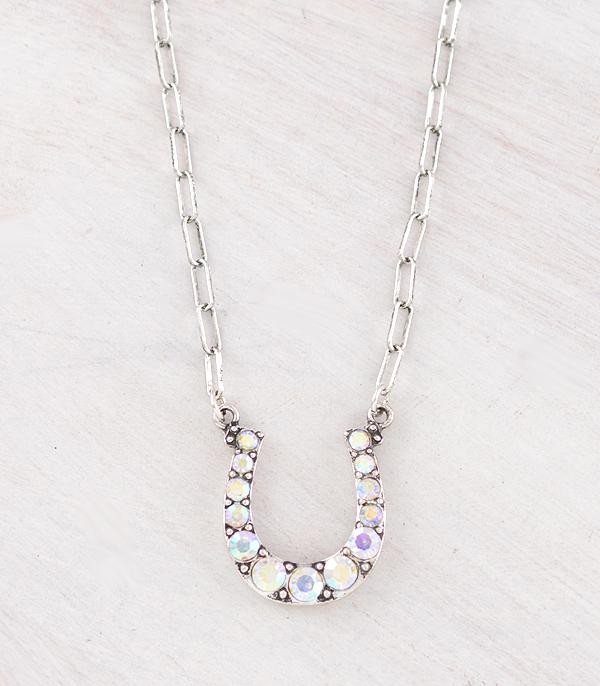 New Arrival :: Wholesale Western Rhinestone Horseshoe Necklace